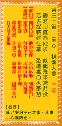觀音靈簽30 觀音靈簽解簽30: 棋盤大會(huì)觀音靈簽解簽