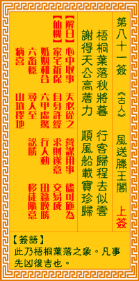 觀音靈簽第81簽，觀音靈簽第八十一簽解簽全解